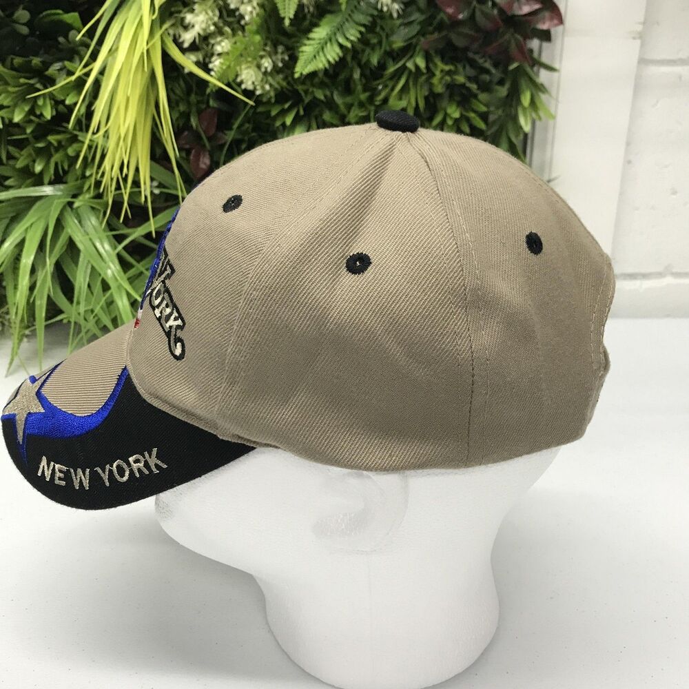 New York Hat Cap Strap Back Mens One Size Beige Statue Liberty USA Flag Baseball - Picture 3 of 11